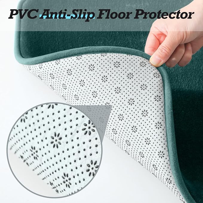 HUXMEYSON Bathroom Rugs Sets 3 Piece, Non-Slip & Quick Dry Bath Mat Set, Ultra Soft Velvet Bath Rugs for Bathroom, Toilet and Shower Floor, Peacock Blue