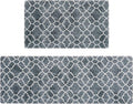 FRESHMINT Kitchen Mat Set of 2, Anti-Fatigue Cushioned Kitchen Mats for Floor, Waterproof Non Slip Comfort Standing Mat, Boho Kitchen Rug for Kitchen Decor, Sink, Office, 17"x30"+17"x47", Navy Blue