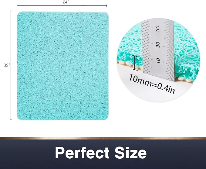Asvin Soft Textured Bath, Shower, Tub Mat, 24x32 Inch, Phthalate Free, Non Slip Comfort Bathtub Mats with Drain, PVC Loofah Bathroom Mats for Wet Areas, Quick Drying