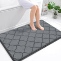 OLANLY Memory Foam Bath Mat Rug 47x32, Ultra Soft and Absorbent Bathroom Rugs, Non-Slip, Comfortable, Machine Washable Bath Carpet for Bathroom Floor, Tub, Shower and Home Decor Accessories, Dark Grey