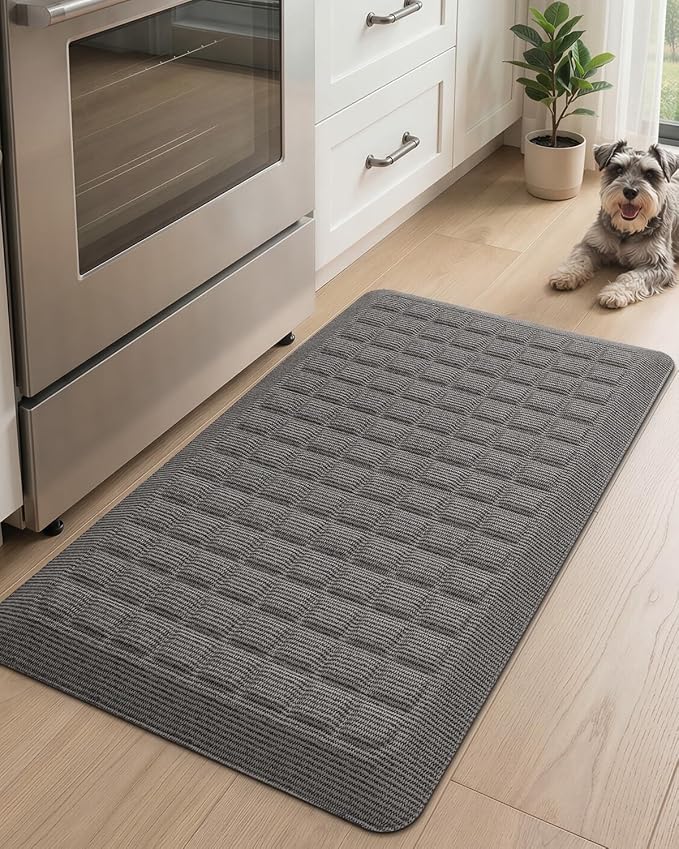 Color&Geometry 0.9 Inch Extra Thick Anti Fatigue Kitchen Floor Mat, High-Density Supportive Foam Standing Desk Mat, Waterproof Non-Slip Comfort for Sink, Office, Laundry, 20"x32", Grey