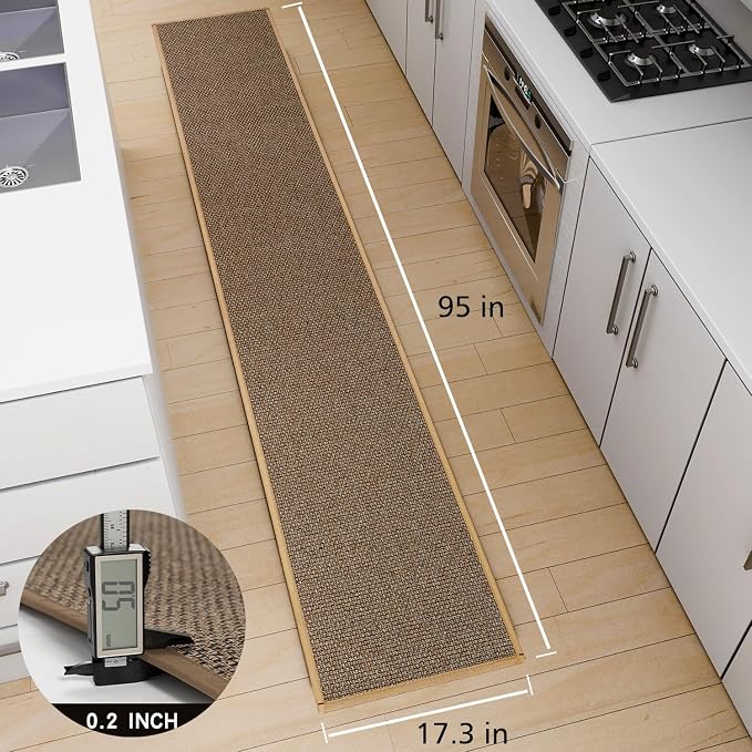 SUMLANS Kitchen Mat 1 PCS, Cushioned Non Slip Rugs for Kitchen Floor, Absorbent Runner Comfort Standing Mats Washable for Kitchen, Office, Home (Brown, 17.3"x95")