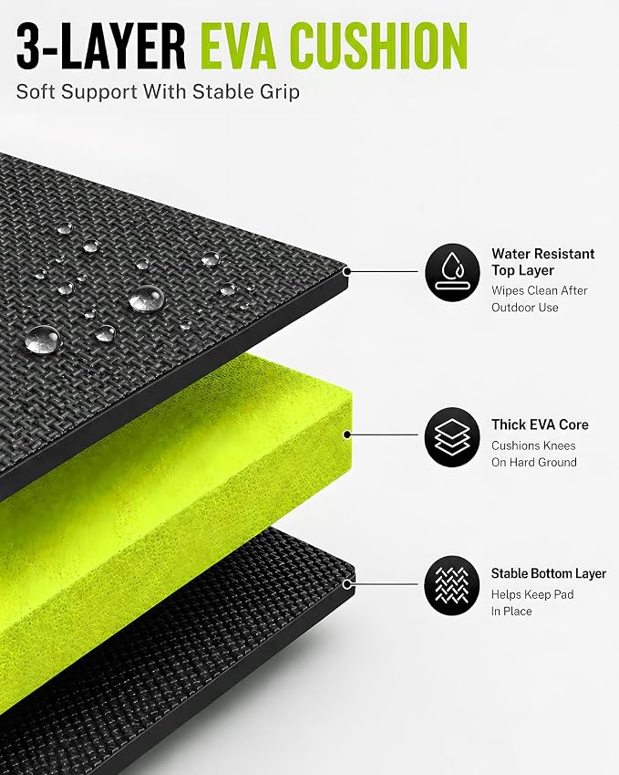 Foldable EVA Utility Mat with Handle, Heavy Duty Mechanic Mat for Kneeling, Workouts, Garages, Gardening, Camping, Picnics, Outdoor Adventures and Home Gyms, Green