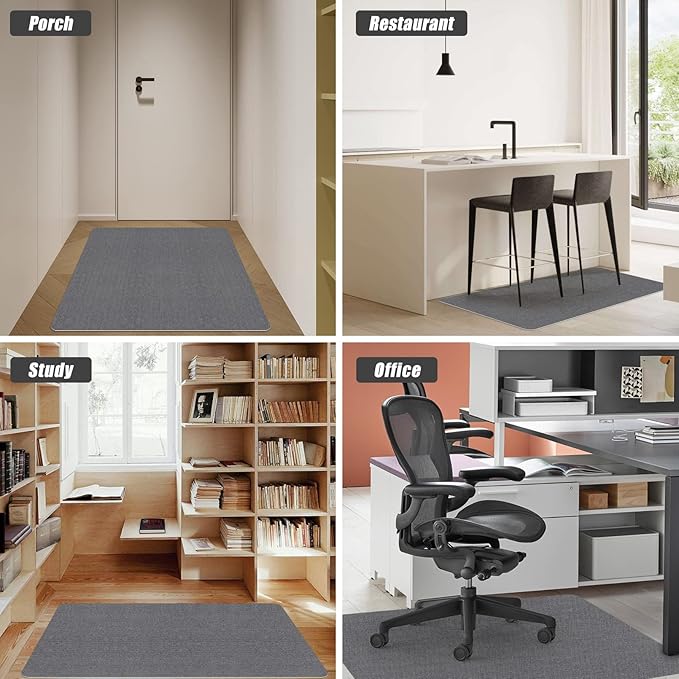 Sycoodeal Office Chair Mat for Hardwood Floor,Office Computer Gaming Chair Mat for Tile Floor,Large Floor Protector Rug,Anti-Slip,Easy to Clean,Grey(48"x36")