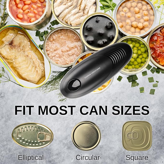 Electric Can Opener for Seniors, One Touch Automatic Battery Operated Can Opener with Smooth Edge, Hands Free, Fits All Can Sizes, Kitchen Gadgets for Arthritis