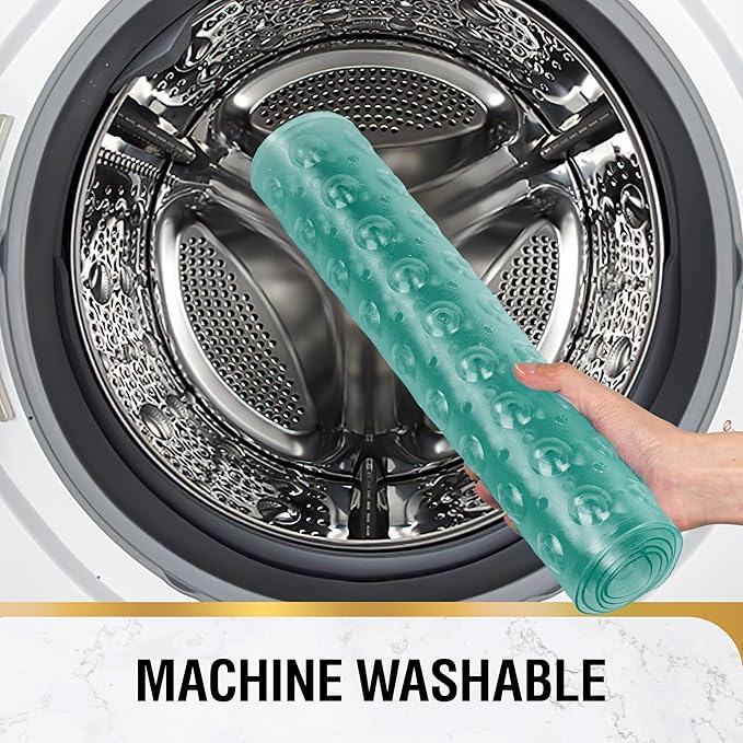 HITSLAM Bath Mat for Tub, Non Slip Bathtub Mat, 40 x 16 Inch Extra Long Bath Tub Mat, Machine Washable Bathroom Shower Mat with Suction Cups and Drain Holes, Soft on Feet, Clear Green