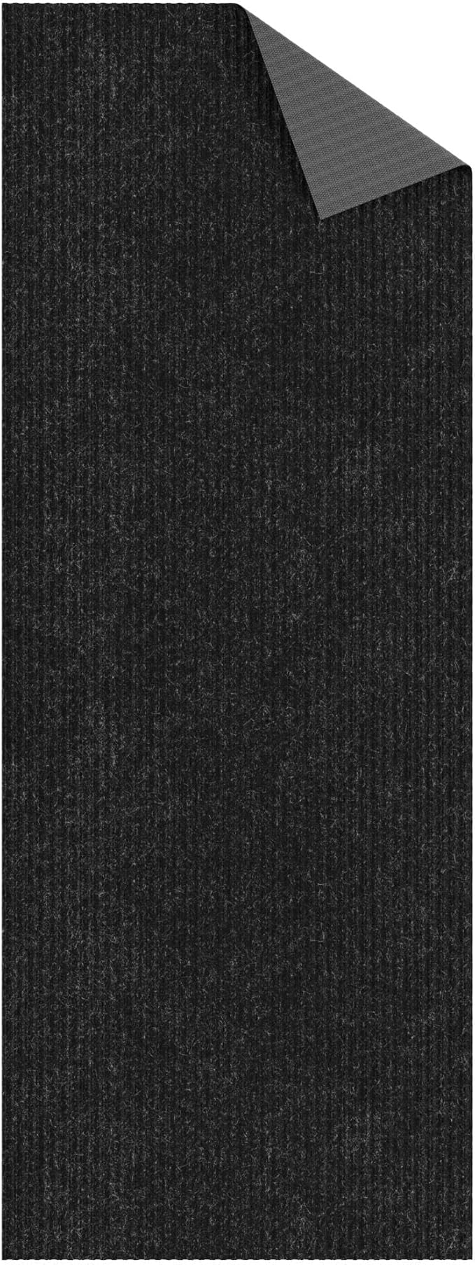 Ottomanson 2' x 18' Hallway Runner with Scraper Pile Extra Durable Non-Slip Rug Mat for Indoor & Outdoor Use - Ideal for Kitchen, Entryway, Patio & Garage - High-Traffic Carpet, Black