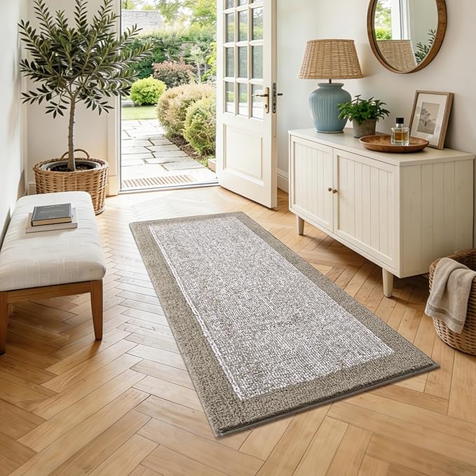 48x24 Long Bathroom Rugs Non Slip Washable, Large Bath Rugs for Bathroom Floor Tub,Soft Absorbent Quick Dry Bath Mats for Shower, Bathtub, Home Decor（Greige）