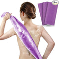 ARCH&M Exfoliating Towel for Body, Back, & Legs (3-Pack) | Textured Nylon Korean Bath Scrub & Japanese Washcloth for Ingrown Hairs & Smooth Skin (Purple x 3)