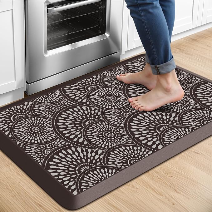 Mattitude 4/5 Inch Kitchen Mat, 20x51in Heavy Duty Ergonomic Comfort Foam Standing Desk Mat, Waterproof Non-Slip Standing Mats and Rugs for Kitchen, Office, Black