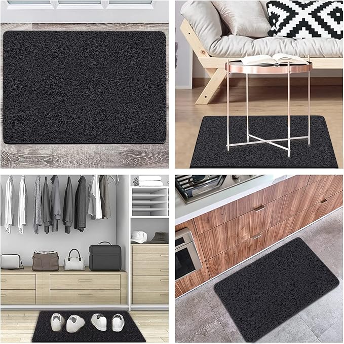 godehone Shower Mats Non Slip Without Suction Cups, PVC Loofah Bathroom Mats, Loofah Mats for Shower and Bathroom, Quick Drying, 23.6× 34.6 Inch, Black