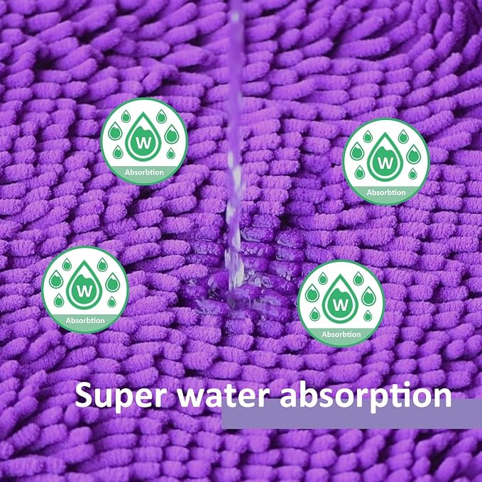 RUN HELIX Purple Bathroom Rugs Sets 3 Piece Non Slip Extra Absorbent Shaggy Chenille Bathroom Rugs and Mats Sets, Soft & Dry Bath Rug/Mat Set for Bathoom Mats