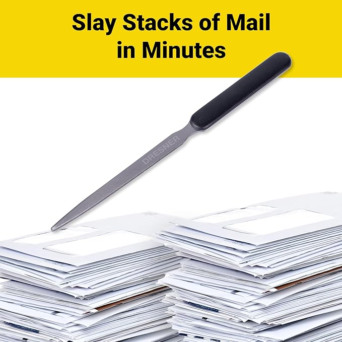 1 Lightweight Stainless Steel Letter Opener, 7.5 Inches Long and One-Piece Construction, Perfect Envelope, Mail and Letter Opener Envelope Slitter for the Home and Office.