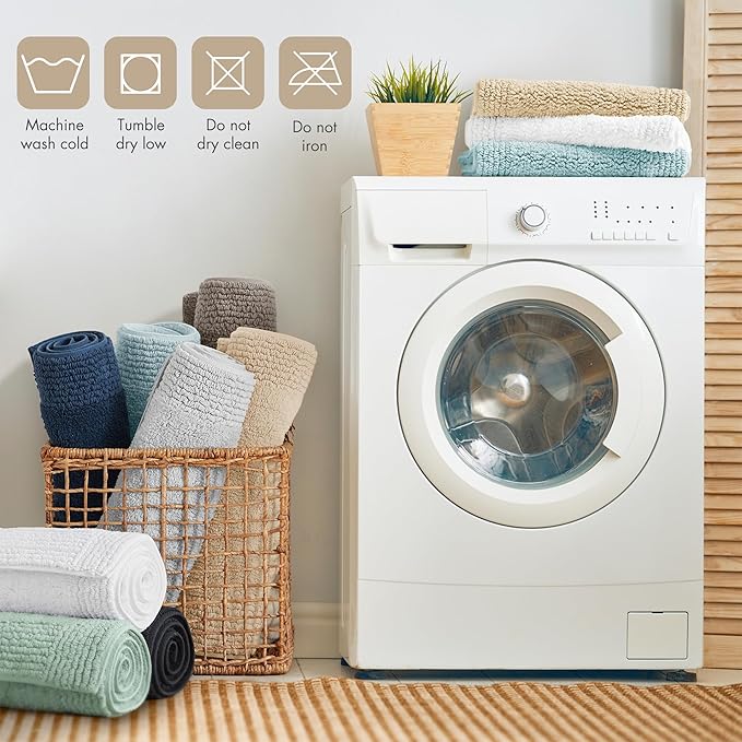 Madison Park Splendor Reversible 100% Cotton Tufted Bathroom Rug-3000 GSM Hotel Quality Luxurious Plush Medium Pile Bath Mat Absorbent, Quick Dry, Shower Room Décor, 17x24 Natural