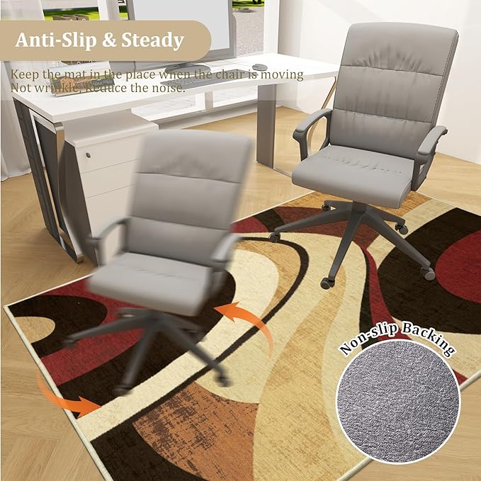 Office Chair Mat for Hardwood Floor, 72"x48" Easy Glide Computer Desk Mat Protector for Rolling Chair Under Desk Rug Nonslip Backing, Machine Wash, (Modern)