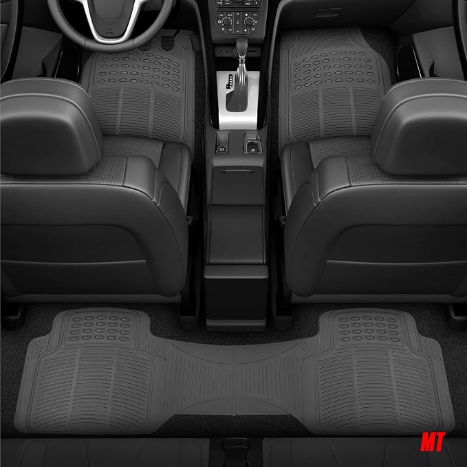 BDKProLiner Gray All Weather Rubber Auto Floor Mats & Cargo Liner - Heavy Duty 4pc Set - CB783