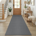 KOZYFLY Runners for Hallways 3x8 ft Washable Kitchen Runner Non Slip Rubber Backed Hall Runners Cotton Entryway Runner Rugs Floor Carpet for Indoor Backdoor Bedroom Kitchen, Grey/Dark Grey