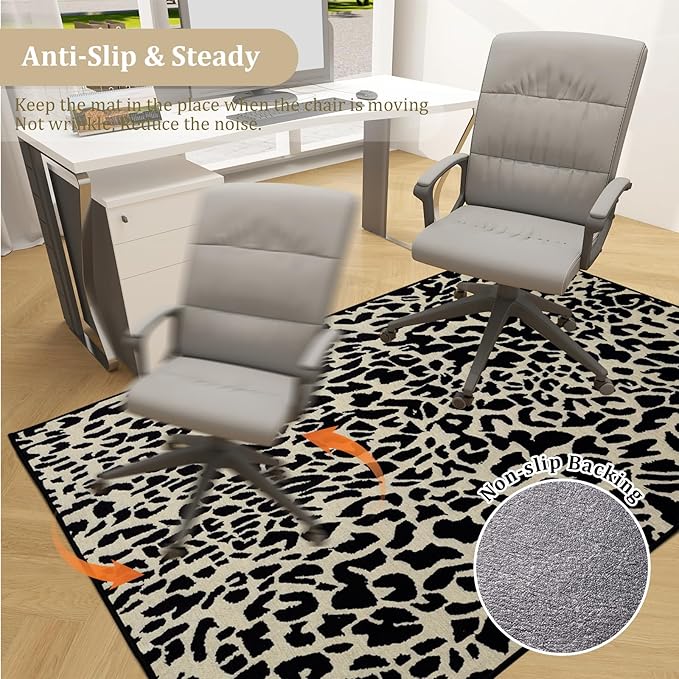Office Chair Mat for Hardwood Floor, 60"x45" Easy Glide Computer Desk Mat Protector for Rolling Chair Under Desk Rug Nonslip Backing, Machine Wash, (Modern)