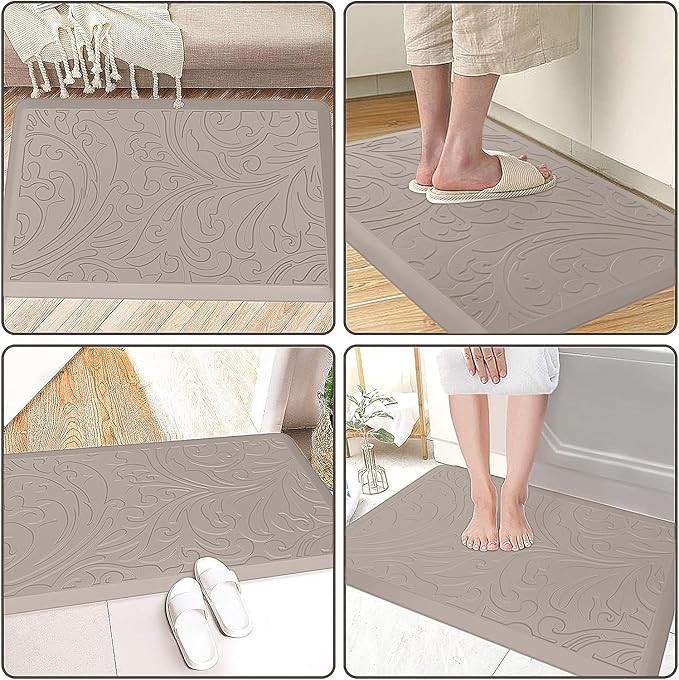 KMAT Kitchen Mat Cushioned Anti-Fatigue Floor Mat Waterproof Non-Slip Standing Mat Ergonomic Comfort Floor Mat Rug for Home,Office,Sink,Laundry,Desk 30"(L) x 20"(W),Khaki