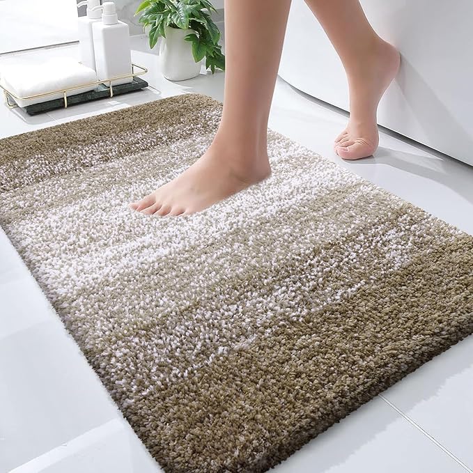 OLANLY Large Bathroom Rugs Mat 44x32, Extra Soft Absorbent Microfiber Bath Rugs, Rubber Backing, Quick Dry, Machine Washable Bath Mat for Bathroom Floor, Tub and Shower, Home Decor Accessories, Coffee