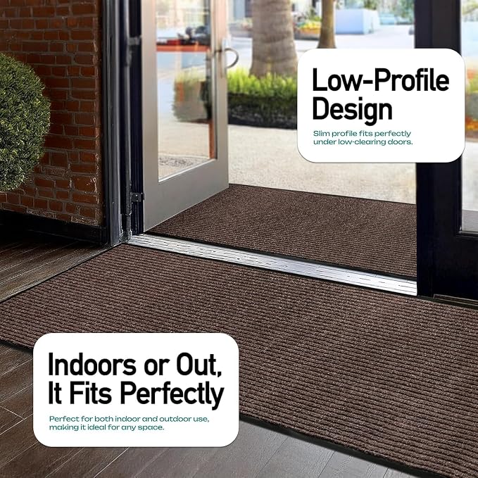 MaxMat® Extra Large Commercial Door Mat, Rubber Border Heavy Duty Door Mat, Waterproof, Low-Profile, Easy to Clean, Rubber Entry Mat. (Brown, 3 x 6 feet)
