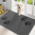 PURRUGS Dirt Trapping Door Mat 24" x 35.5", Non-Skid/Slip Machine Washable Microfiber Entrance Rug, Shoes Scraper, Dog Doormat, Super Absorbent Floor Mat for Muddy Wet Shoes and Paws, Grey
