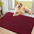 Smiry Dog Door Mat for Muddy Paws 36x24, Absorbent Dirt Trapper, Non-Slip Washable Chenille Entryway Rug for Inside Floor, Burgundy, Classic Solid