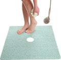 Enkosi Loofah Shower Mat with Drain Hole – Cushioned Anti-Slip Square Bath Mat for Showers, and Bathroom Floors – Textured PVC, Non Slip Safety Pad for Walk-in Stalls and Wet Areas (27x27 Aqua Green)