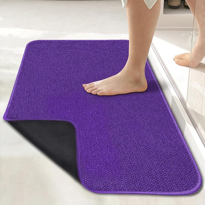 Bosap Bath Mat,Ultra Thin Bathroom Runner Rugs,Large Bath Mats for Bathroom,Quick Dry,Non-Slip,Machine Washable,Low Pile,Bath Rug,Shower Outside,Sink,Home Decor Accessories.Purple,3'x4'(36x48inch)