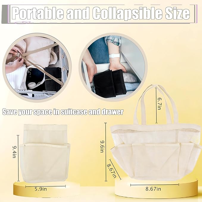 Attmu Mesh Shower Caddy Portable, Quick Dry Hanging Shower Tote Bag for College Dorm Room Essentials, Large Capacity Caddy Dorm for Bathroom Gym Swimming