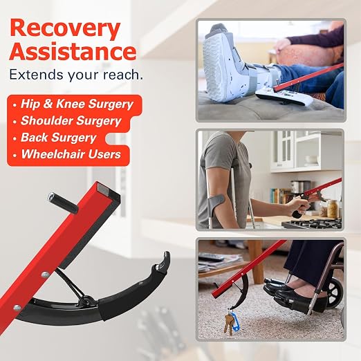 Sammons Preston Reacher, 26" Lightweight Grabber Reacher Tool with Magnetic Tip, Ergonomic Grip & Claw Jaw, Portable Reaching Aid for Seniors, Daily Living & Home Use, Standard Red, 2 pack