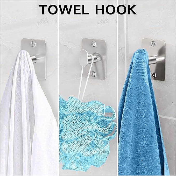 Brushed Nickel Bathroom Accessories Set, KLJKPA 4 Pieces Bathroom Hardware Set, 24 inch Towel Bar, Towel Racks for Bathroom, Robe Towel Hooks, Toilet Paper Holder Wall Mounted