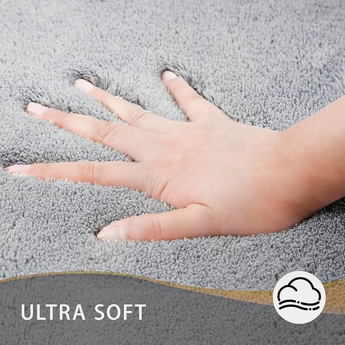 MINIDEAR Bathroom Rugs 47x24 Dark Gray - Thick Memory Foam Bath Mat, Ultra Soft & Plush Fluffy, Non-Slip, Quick Dry, Absorbent Washable Floor Microfiber Mat for Tub, Home Decor Accessories