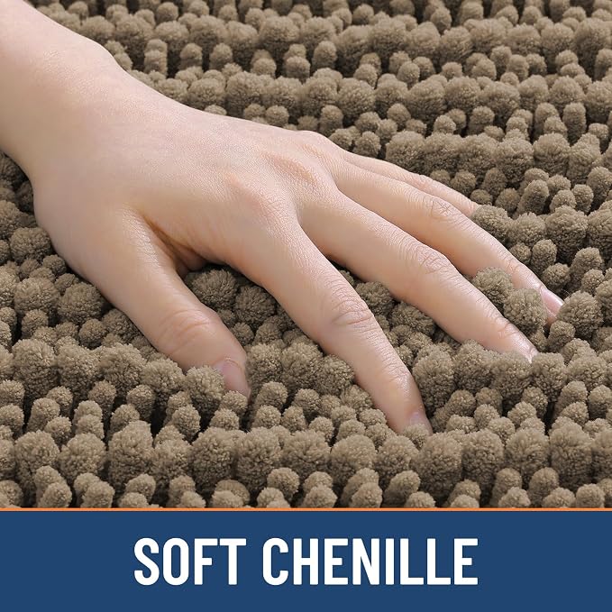 Smiry Bathroom Rugs Mat 36x24, Extra Soft Absorbent Chenille Bath Rugs, Non Slip Rubber Backing Machine Washable Quick Dry Bath Mats for Bathroom Floor, Tub, Shower, Home Decor Accessories, Camel
