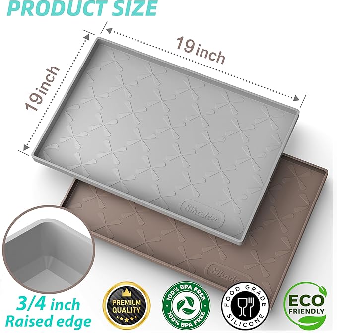 SIKADEER 19" x 19" Under Sink Mat Waterproof, Silicone Mat Kitchen Drawer Shelf and Cabinet Liner, Sink Protector for Kitchen Organizers and Storage, Boot Tray Pet Food Mats