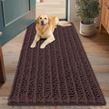 Smiry Dog Door Mat for Muddy Paws 48x30, Absorbent Dirt Trapper, Non-Slip Washable Chenille Entryway Rug for Inside Floor, Brown, Layered Pattern