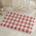 TYUU Waffle Bath Mat, Boho Christmas Bathroom Rugs Non Slip Washable Absorbent Checkered Bathroom Mat Quick Dry Cute Bath Mat, 30"x20" Red and White