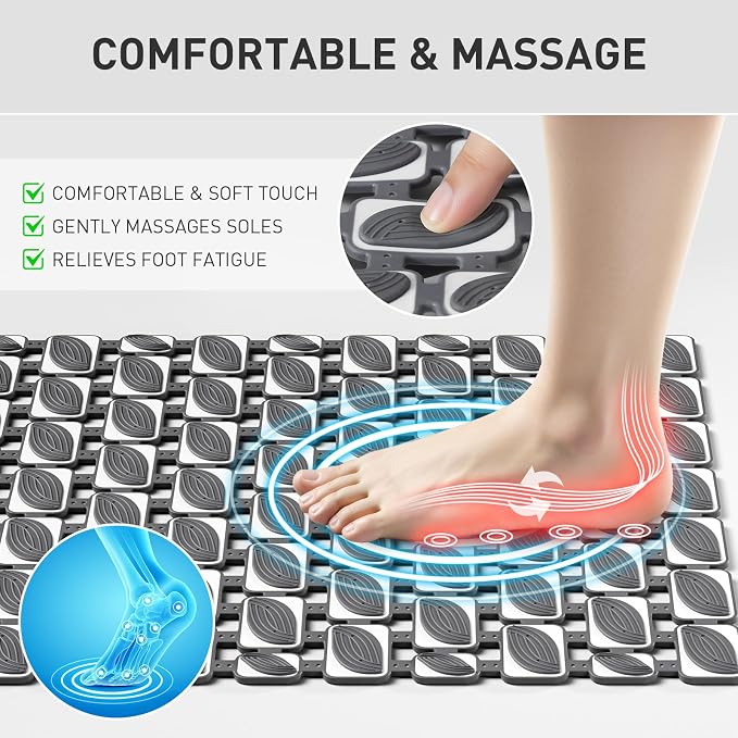 XIYUNTE Shower Mat Non Slip Bathtub Mat - 36 x 16Inches Soft Rubber Bath Mat for Tub Non Slip Bath Mat with Suction Cups and Drain Holes, Easy to Clean, Easy to Cut, Eco-Friendly, Dark Grey