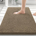 Smiry Luxury Chenille Bathroom Rugs 30x20, Extra Soft and Absorbent Shaggy Bath Mat, Machine Washable, Non-Slip Plush Carpet Runner for Tub, Shower, and Floor, Home Decor Accessories, Camel