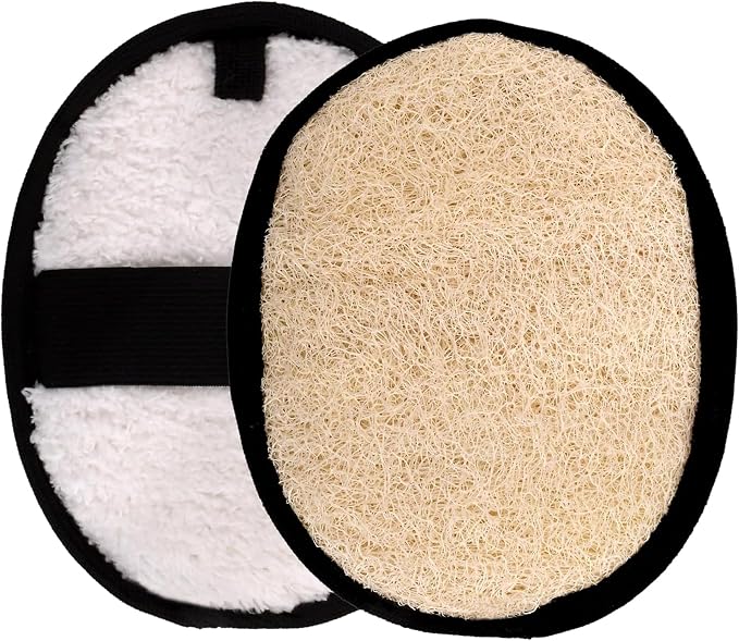SERRENTO Loofah Body Scrubber Back Scrubber - Egyptian Luffa Shower Sponge for Men, Bath Sponge Exfoliator, Body Wash Scrub Tool, Loofa Louffa Bath Accessories, 2PCS Black & White Set