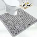 Yimobra Toilet Rug U Shaped Washable 24x24 Inch - Ultra Soft Absorbent Chenille Bath Rugs for Toilet, Quick Dry & Machine Washable, Non Slip Contour Bathroom Mat, Gray