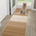Kitinjoy Indoor Outdoor Door Mat, 59x20 Non-Slip Absorbent Dirt Trapper, Low-Profile Washable Inside Entrance Front Floor Mat, Sturdy Soft Entry Doormats for Entryway, Camel