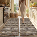 Kitchen Rugs Sets of 2-Non Slip Kitchen Mats for Floor-Thick Stain Resistant Vintage Kitchen Floor Mat Runner Carpet for Hallways Entryway Laundry Room Washable（Brown 20"x47"+20"x47"）