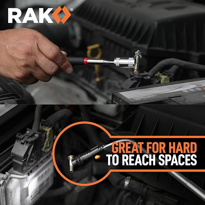 RAK Magnetic Pickup Tool Set Gifts for Men - 5Pcs with 360 Swivel Inspection Mirrors, Telescoping Magnet Pickup Tool, Flexible LED Flashlight, Mechanic Tools & Cool Gadgets for Men, Dad, Husband