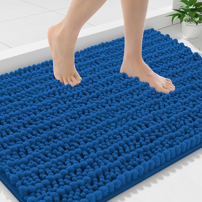 Smiry Bathroom Rugs Mat 36x24, Extra Soft Absorbent Chenille Bath Rugs, Non Slip Rubber Backing Machine Washable Quick Dry Bath Mats for Bathroom Floor, Tub, Shower, Home Accessories, Deep Navy Blue