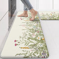MAYHMYO Anti Fatigue Kitchen Mat for Floor Set of 2 Colorful Floral Plants Cute Vintage Comfort Mats Cushioned Non Slip Waterproof Kitchen Rugs Standing Kitchen Mats for Floor House Sink Office