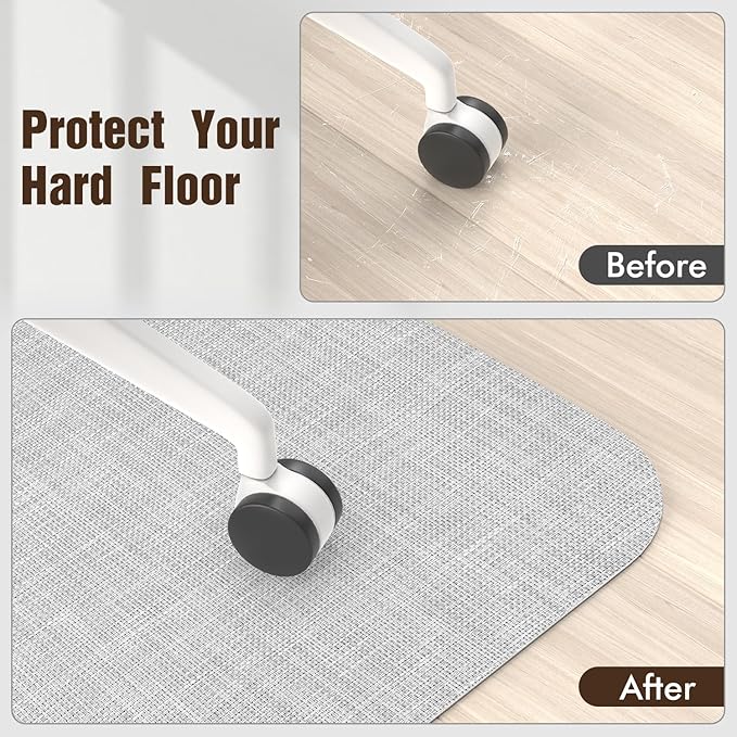 Blvornl Office Chair Mat for Hardwood Floor, 47.2"x 60" Desk Computer Chair Mat for Hard Wood and Tile Floor, Large Anti-Slip Hard Floor Protector Rolling Chair Mat, PVC Mat Desk Rug Light Grey