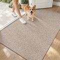 LUMI Ultra Thin Indoor Door Mat for Entrance 36"x56", Non Slip Entryway Mat, Low Profile Doormat, Unique Herringbone Design Carpet for Inside, Patio, Porch, Deep Beige