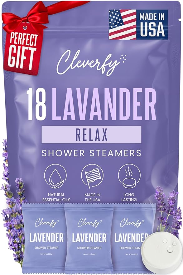 Cleverfy Lavender Shower Steamers Aromatherapy - Birthday Gifts for Women, Mom, Wife, Grandma, Her, Best Friend, Daughter, Sister, Teens & Girlfriend - 18 Tablets