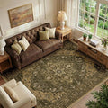 RELEANY Area Rugs 6'x9' Washable Non-Slip, Floral Vintage Distress Medallion Carpet for Living Room Bedroom Dining Room, Brown Dark Brown